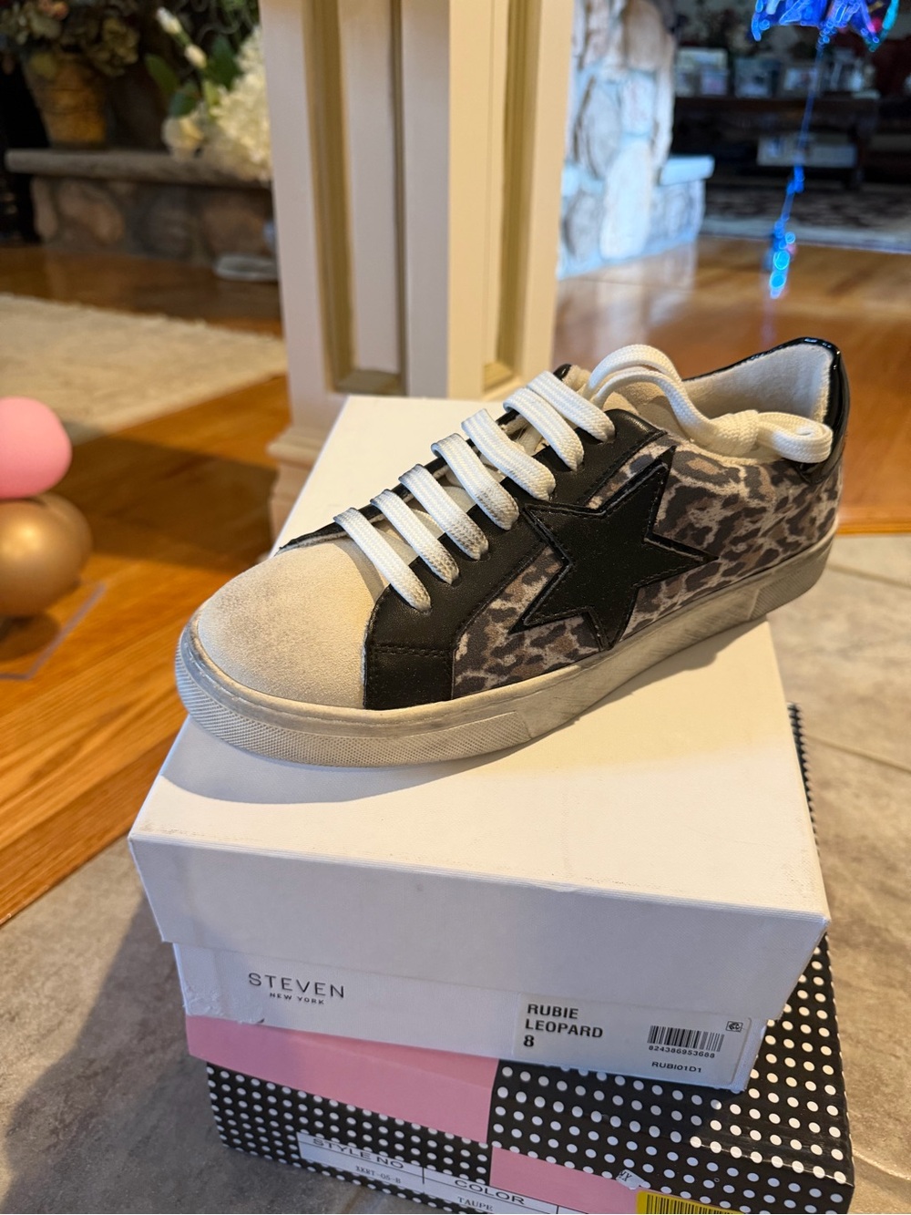 Steve Madden Leopard Print Low-Top Sneaker with Black Star